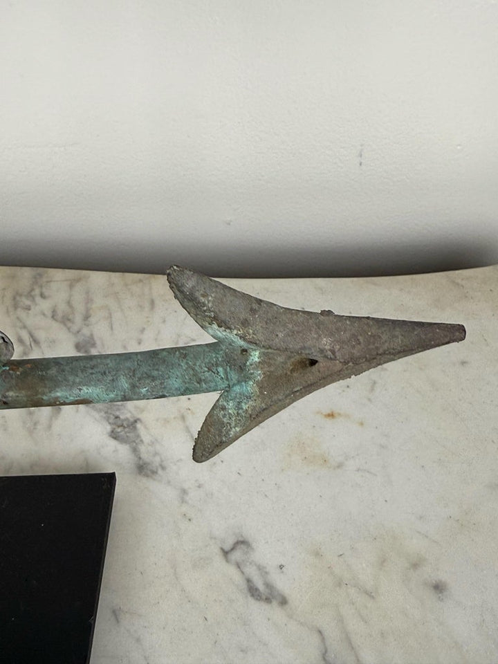 Rooster Copper Weathervane on Iron Base