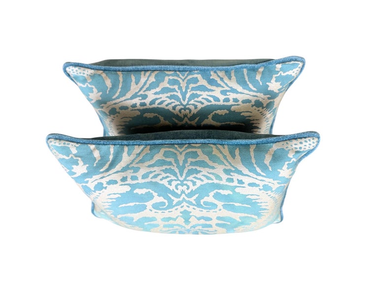 Pair of Blue Fortuny Damask Pillows