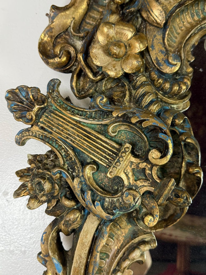 19th Century Italian Rococo Giltwood Figural Mirror