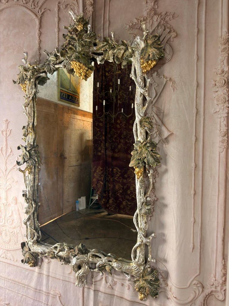 Pair of Italian Baroque Wall Mirrors, Hand-Carved Wood, Circa 1960s