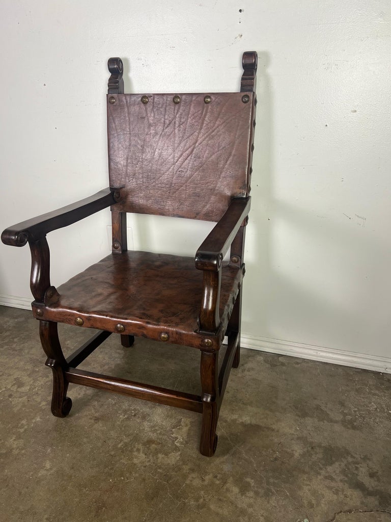 Set of Ten Spanish Leather Dining Chairs C. 1940's