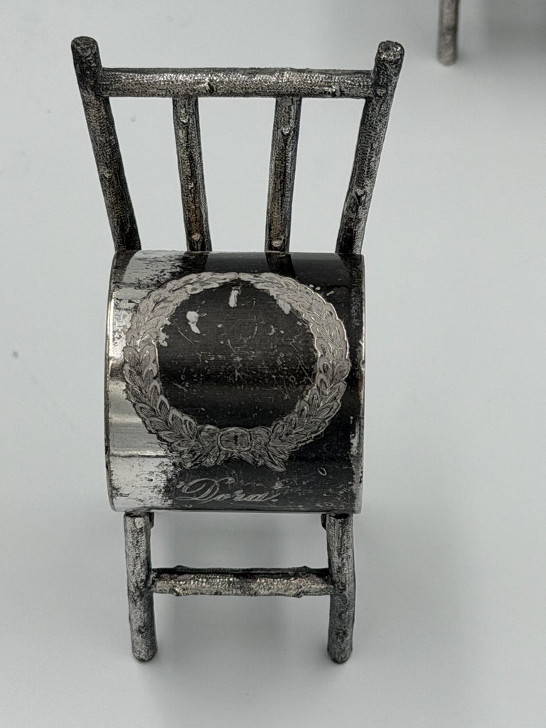 Set of 6 American Victorian Sterling Silver Figural Chair Napkin Rings