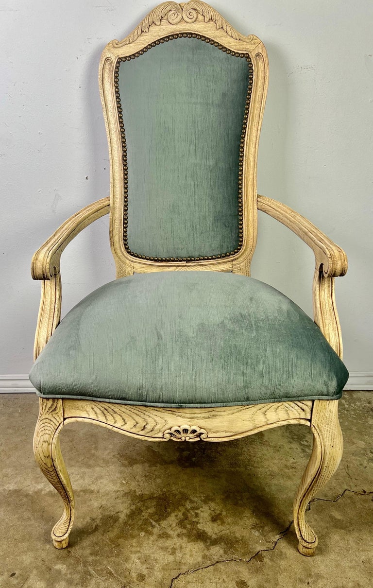 Set of Eight French Blue Velvet Dining Chairs C.1930's