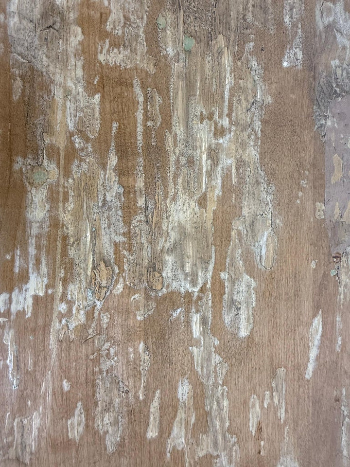 Weathered Swedish-Style Pine Console Table with Lyre-Shaped Supports