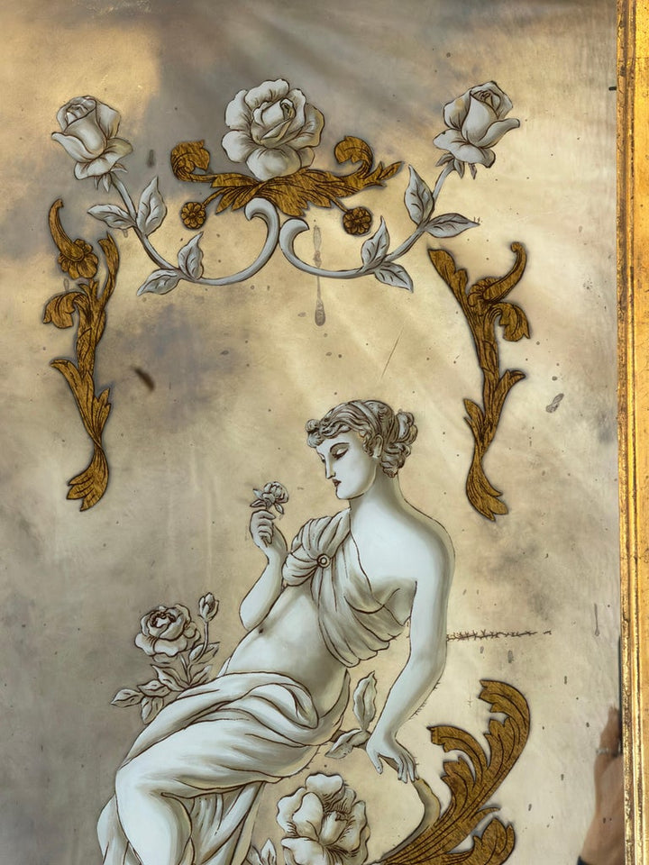Neoclassical Reverse Painted Mirror Panels, Early 20th Century
