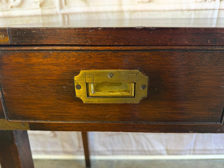 Antique English Campaign Console Desk - 3 Drawer Military Writing Table