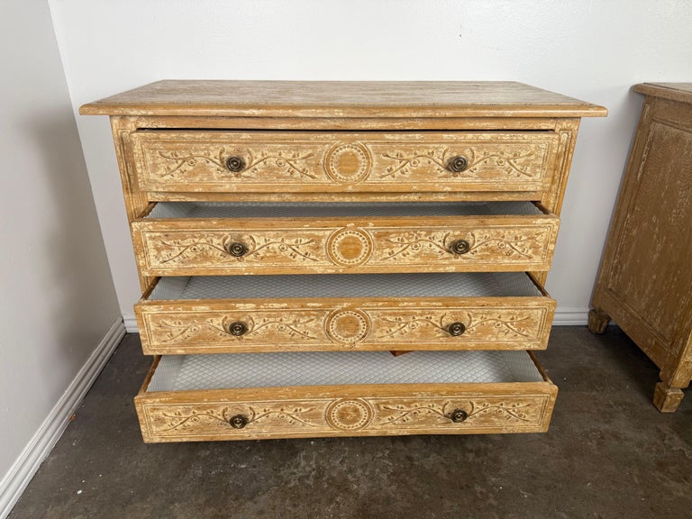 Pair of Swedish Gustavian Painted Four-Drawer Chests of Drawers