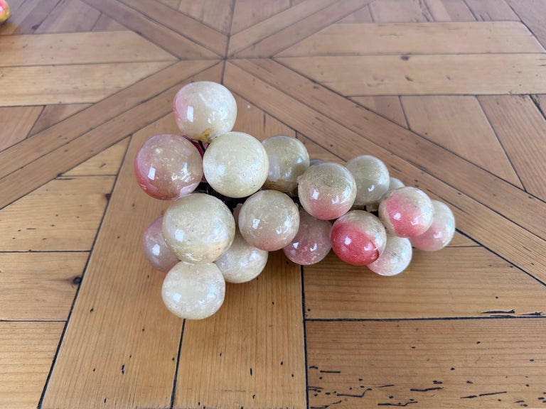 Large Vintage Italian Alabaster Grape Cluster Sculpture