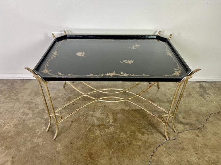 Chinoiserie Lacquered Tea Table on Metal Base by Ebanista