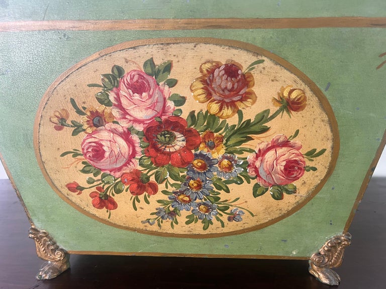 19th century French Tole Hand Painted Planter w/ Liner