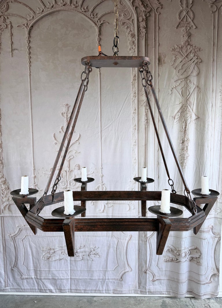 20th Century Spanish Style Wrought Iron Chandelier 6-Light