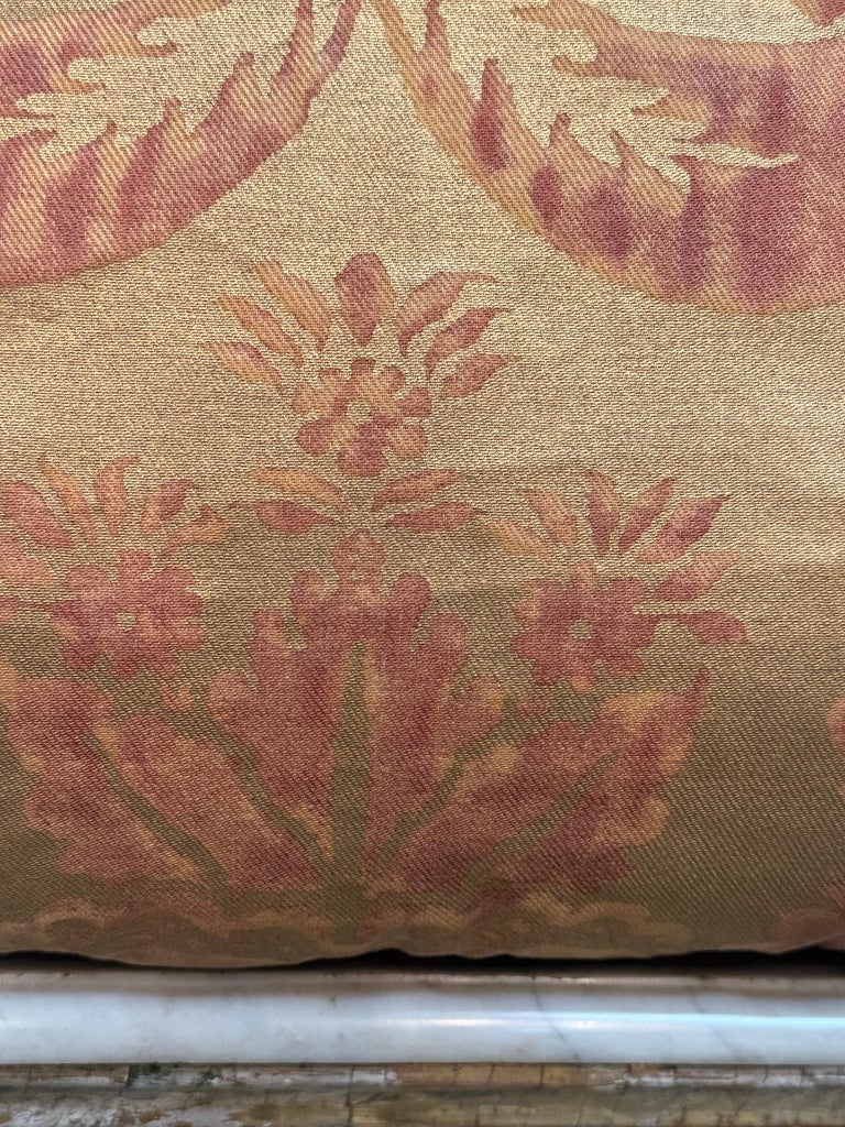 Custom Mariano Fortuny Pillows in Antique Gold &amp; Coral Damask
