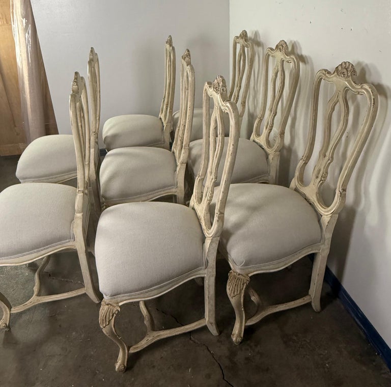 Set of Eight French Louis XV Style Dining Chairs