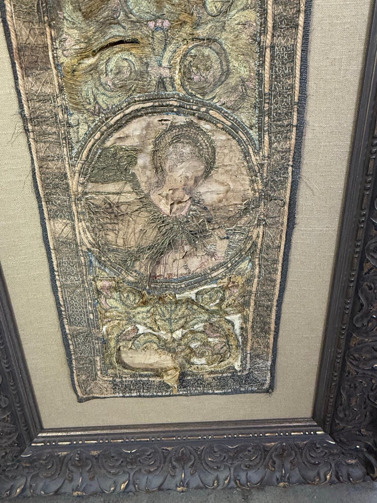 18th Century Italian Framed Embroidered Panel