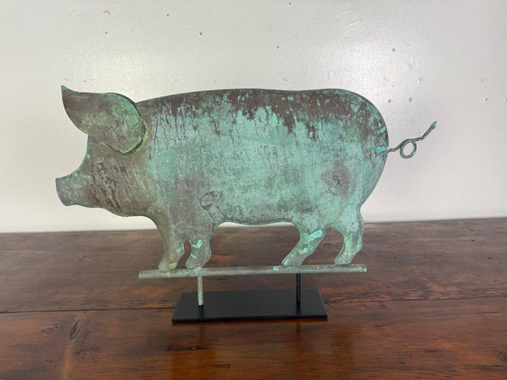 Antique Folk Art Pig Weathervane on Custom Mount
