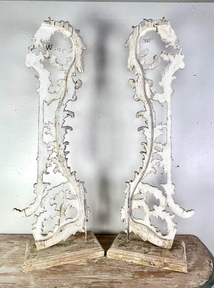 Pair of 19th C. Painted Italian Carvings on Bases