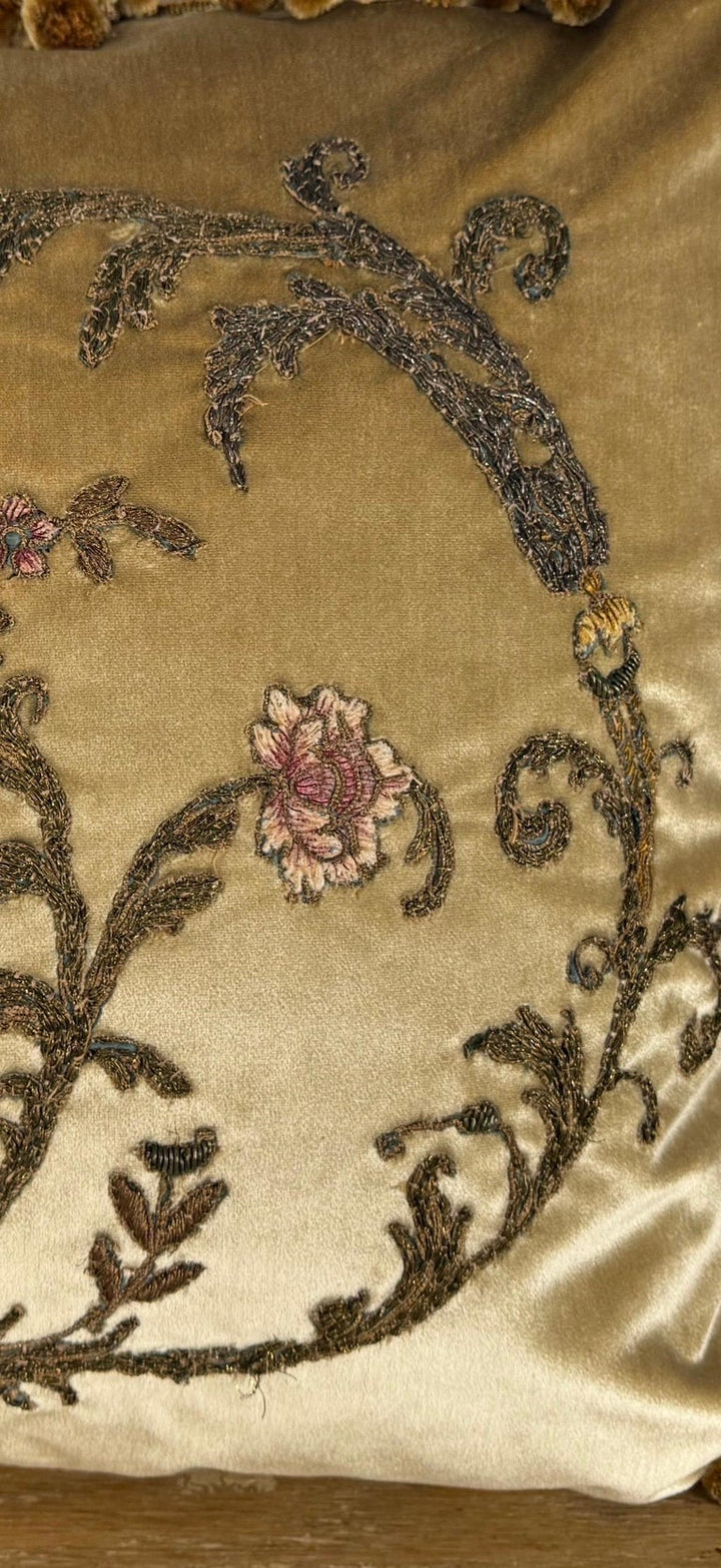 Pair of Custom Velvet Appliqué Pillows by Melissa Levinson