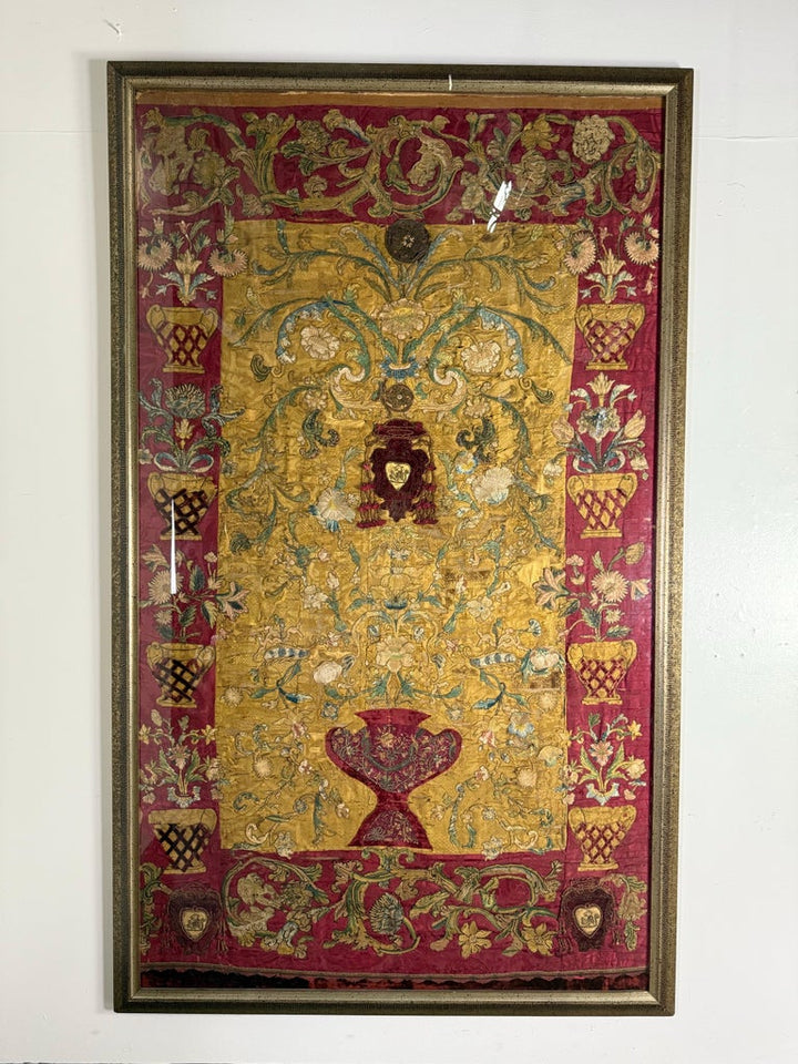 Antique Continental Ecclesiastical Embroidered Textile, 17th–18th Century
