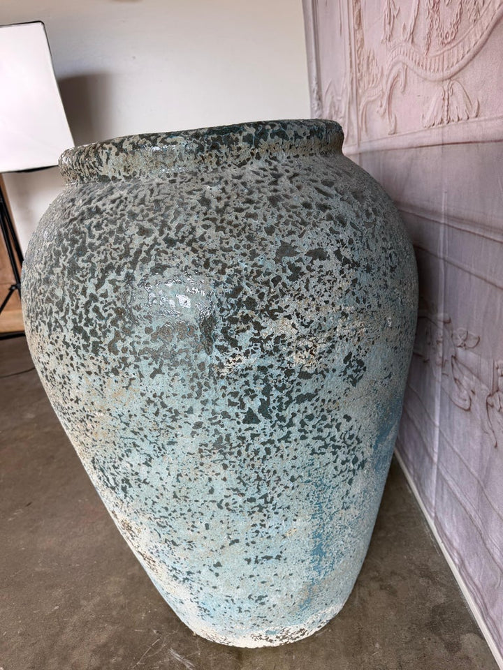 Large Rustic Textured Terracotta Amphora Vessels – Pair of Aged Mediterranean