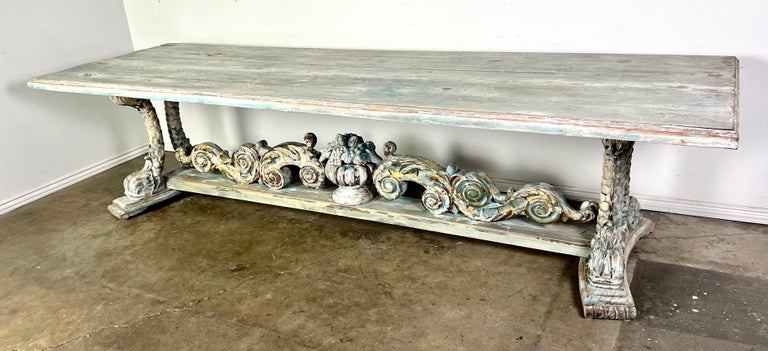 19th century Italian Painted Carved Dining Table