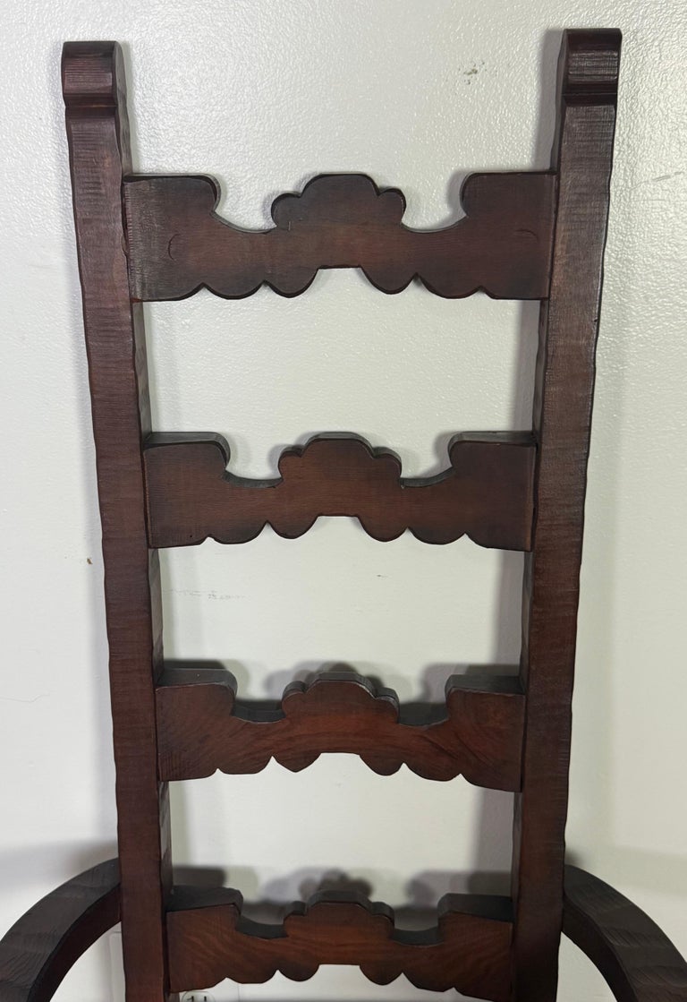 Set of 8 Spanish Colonial Revival Carved Wood Dining Chairs, Mid-20th Century