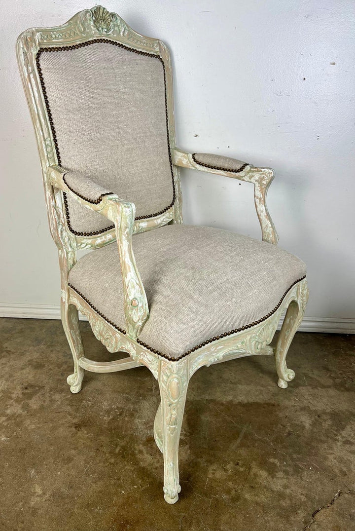 Set of Eight French Louis XV Style Painted Dining Chairs