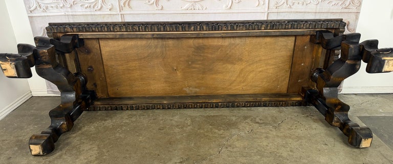 Spanish Revival Hand-Carved Walnut Console Table, Circa 1920-1940