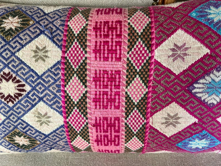 Pair of Vibrant Woven Geometric Tribal Style Pillows