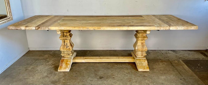 19th. C. Italian Tuscan Style Bleached Walnut Dining Table w/ Leaves