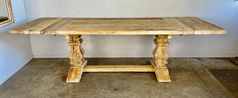 Early 20th C. Tuscan Style Pine Dining Table w/ Leaves