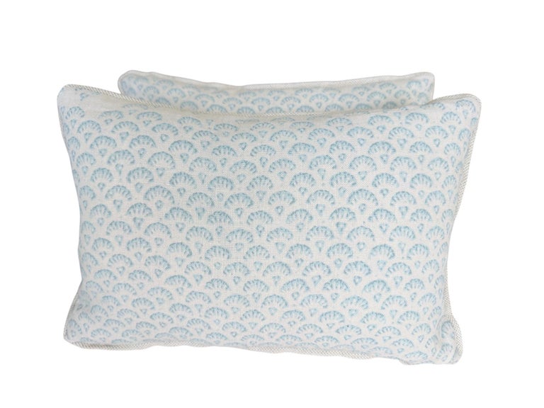Pair of Custom Printed Linen Pillows with Down Inserts