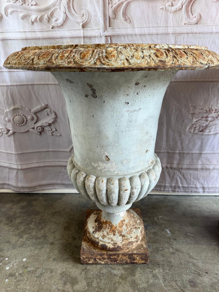 Set of 4 19th Century French Cast Iron Garden Urns