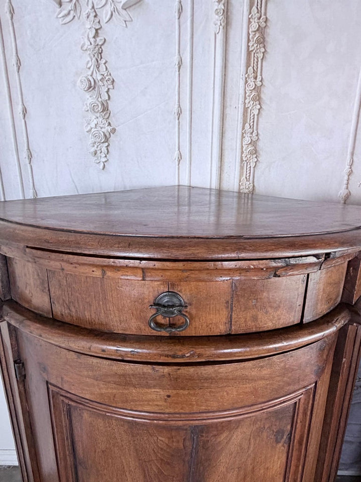 Pair of 18th Century Italian Walnut Corner Cabinets