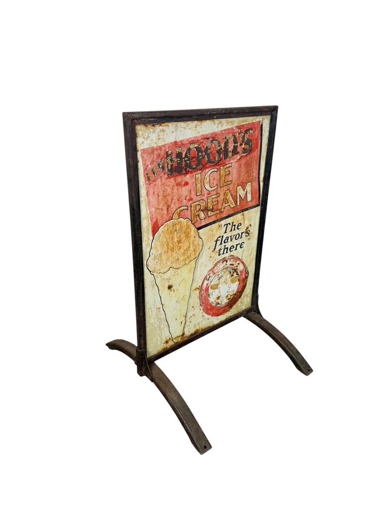 Vintage Two-Sided Hood’s Ice Cream Advertising Sign