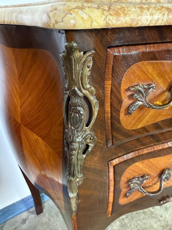 Pair of French Louis XV Style Marble-Top Commodes