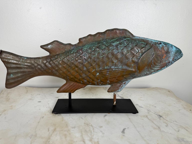Antique Copper Fish on Iron Base