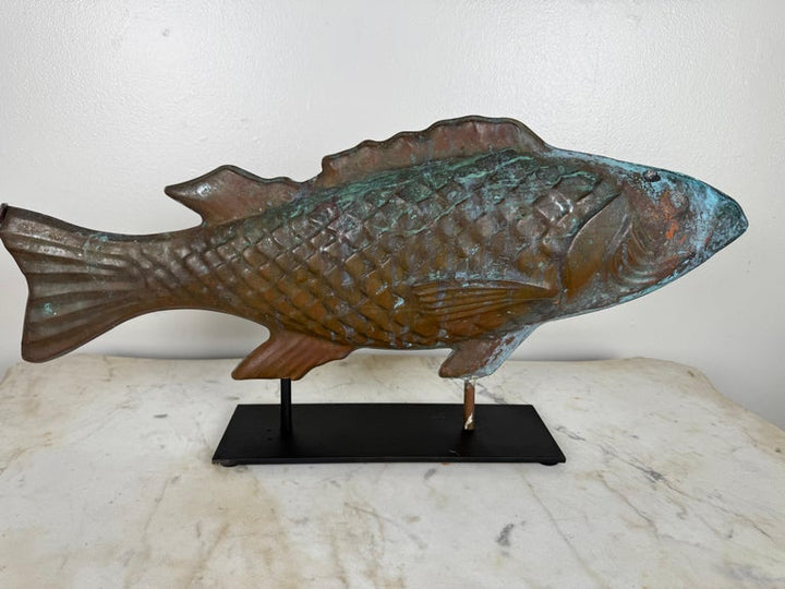 Antique Copper Fish on Iron Base