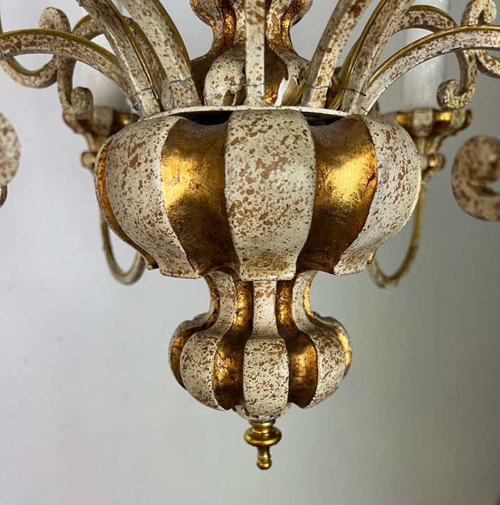 Italian (12) Light Painted & Parcel Gilt Chandelier