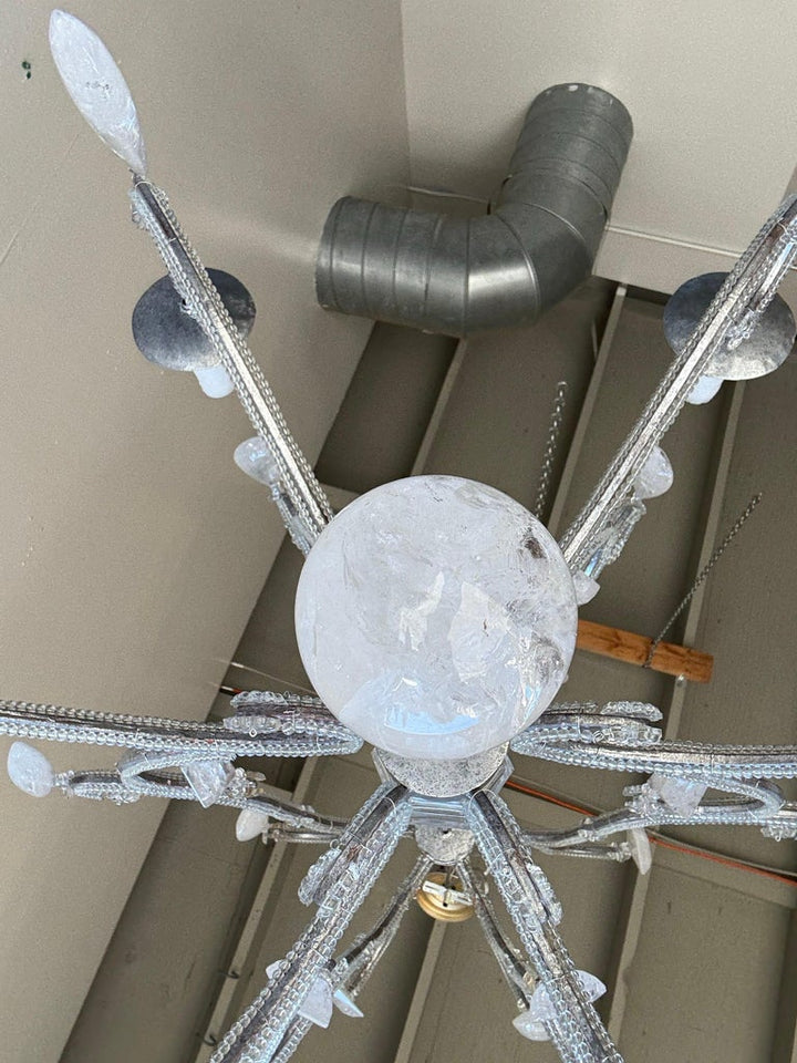 French Rock Crystal Silvered Chandelier