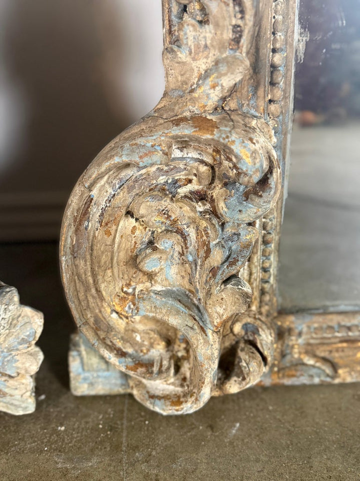 Pair of Monumental Italian Baroque Giltwood Mirrors-18th Century