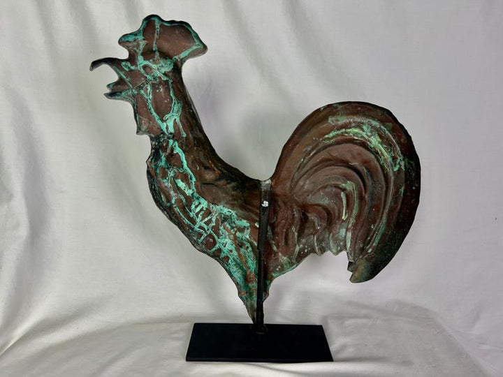 Early 20th C. Copper Rooster on Iron Base