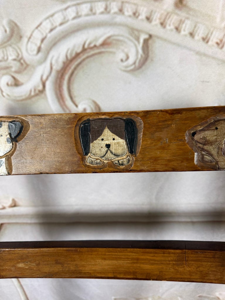 Pair of Hand-Painted Convertible Library Step Ladder Chairs with Dog Motif