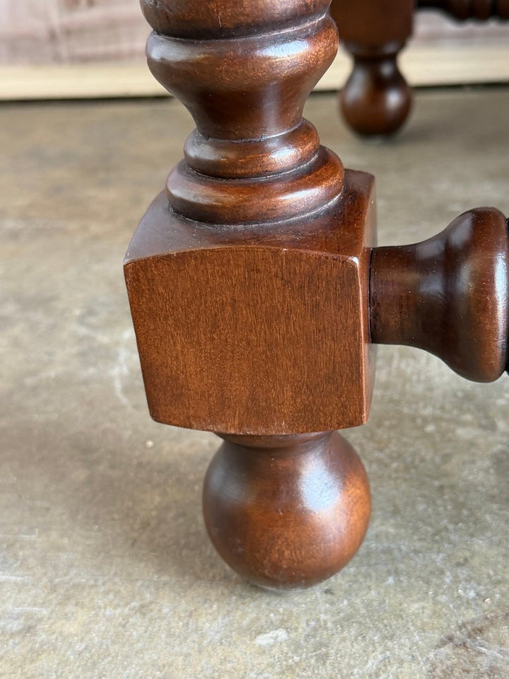 Spanish Colonial Revival Leather Benches with Antique Brass Trim, 1960