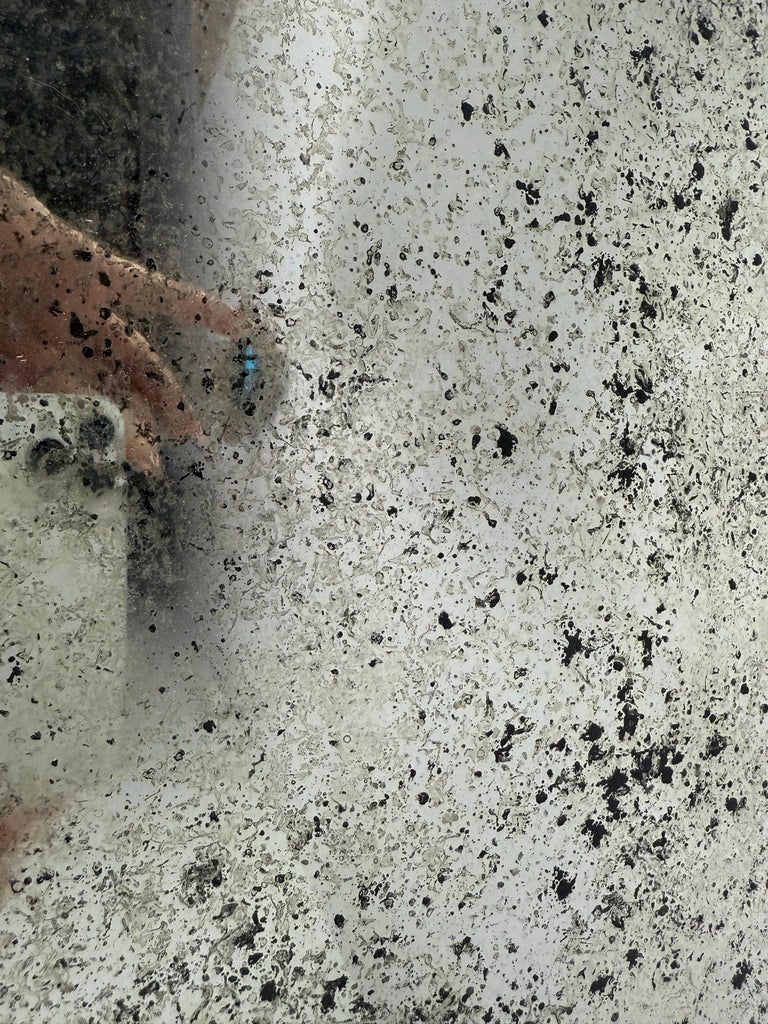 Antique Continental Giltwood Coffee Table with Original Foxed Mirror