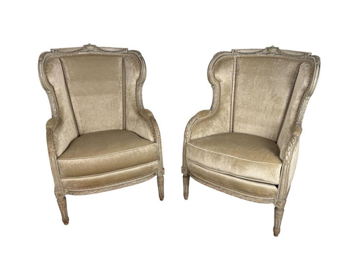 Pair of French Louis XVI Style Painted Bergères