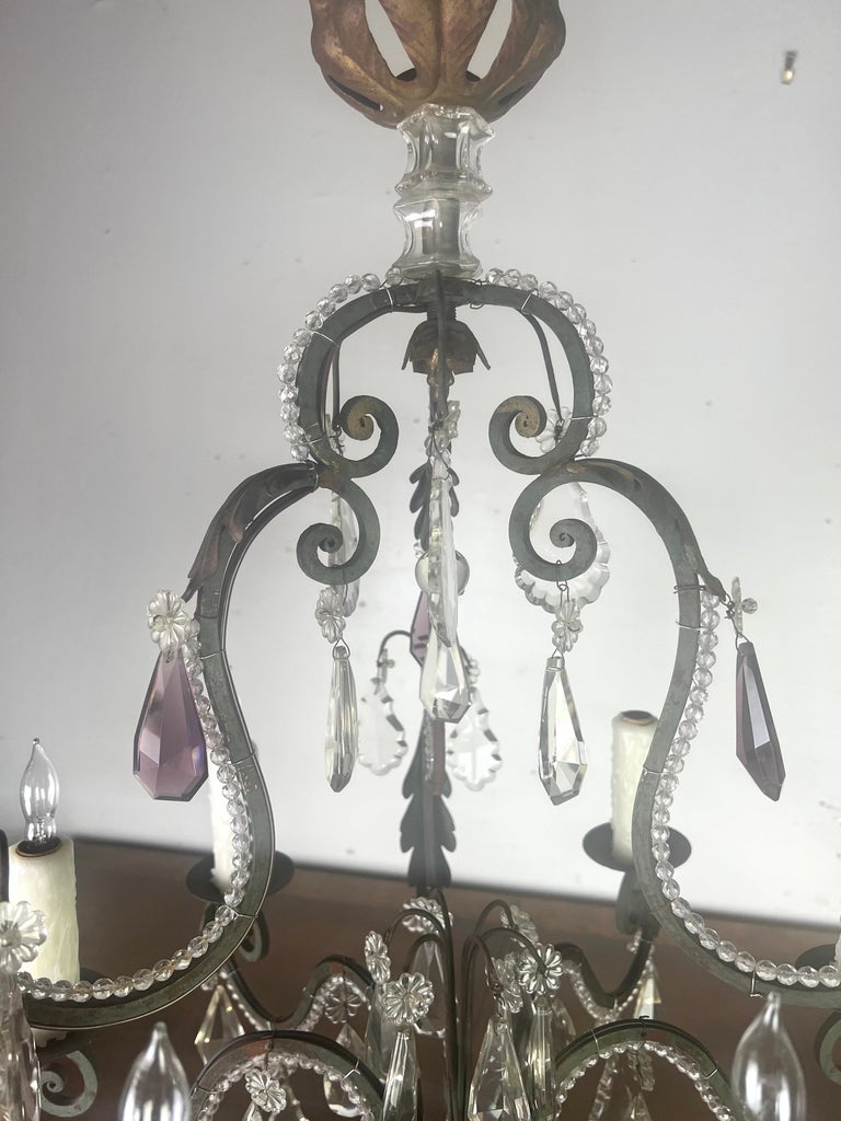 French Crystal Beaded Chandelier C. 1900's