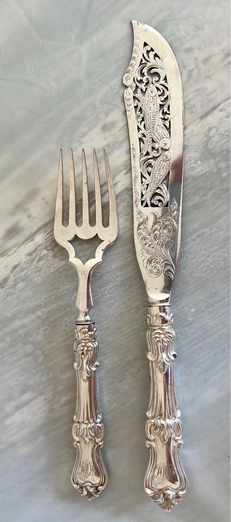 Victorian Silver Fish Serving Set-Early 20th Century