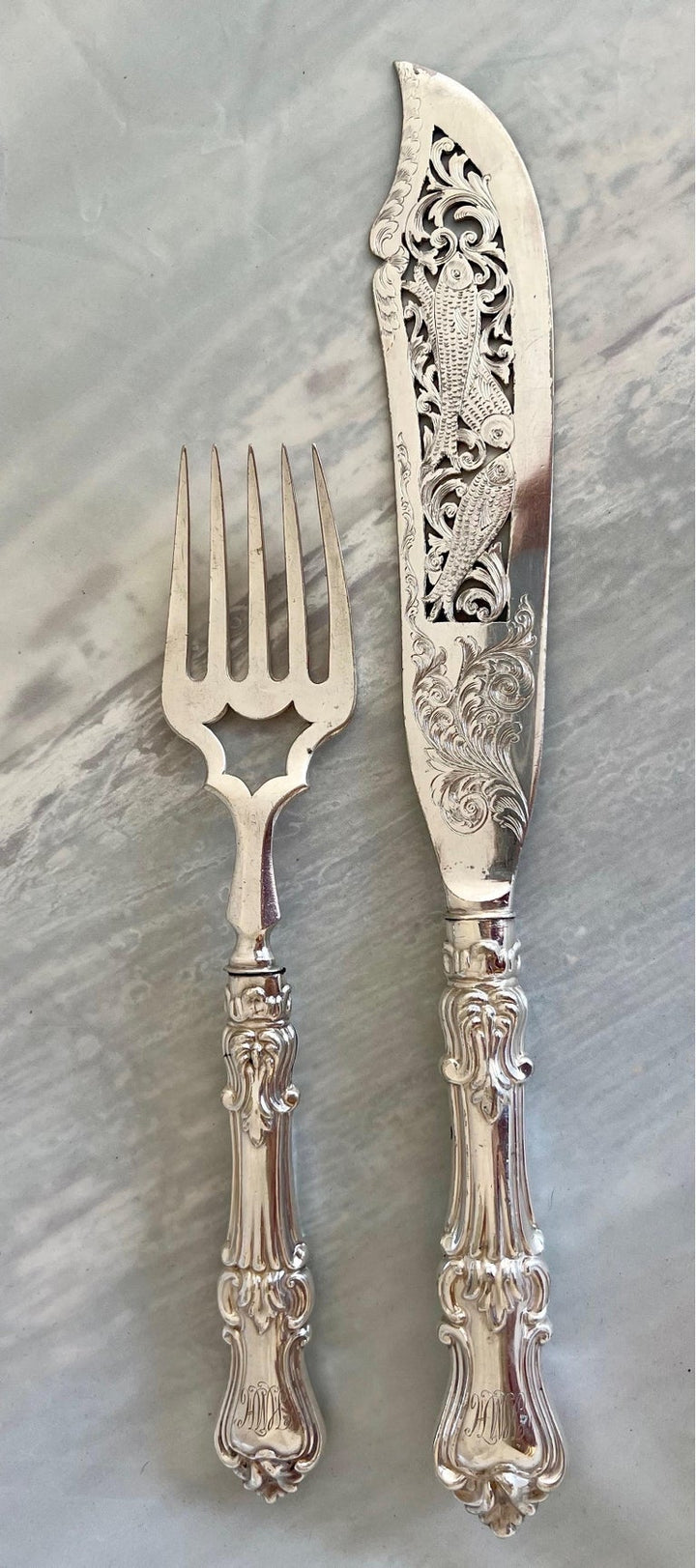 Victorian Silver Fish Serving Set-Early 20th Century