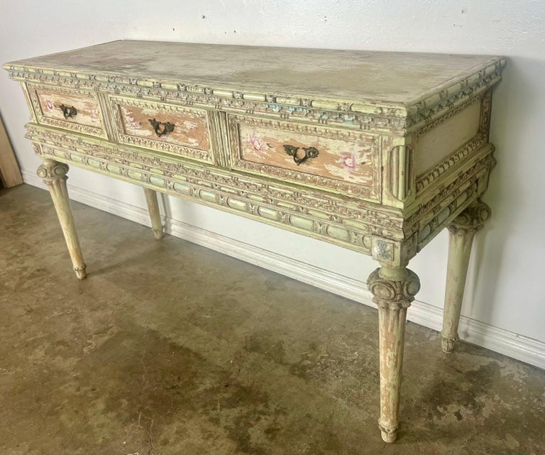 French Louis XVI Style Painted Console