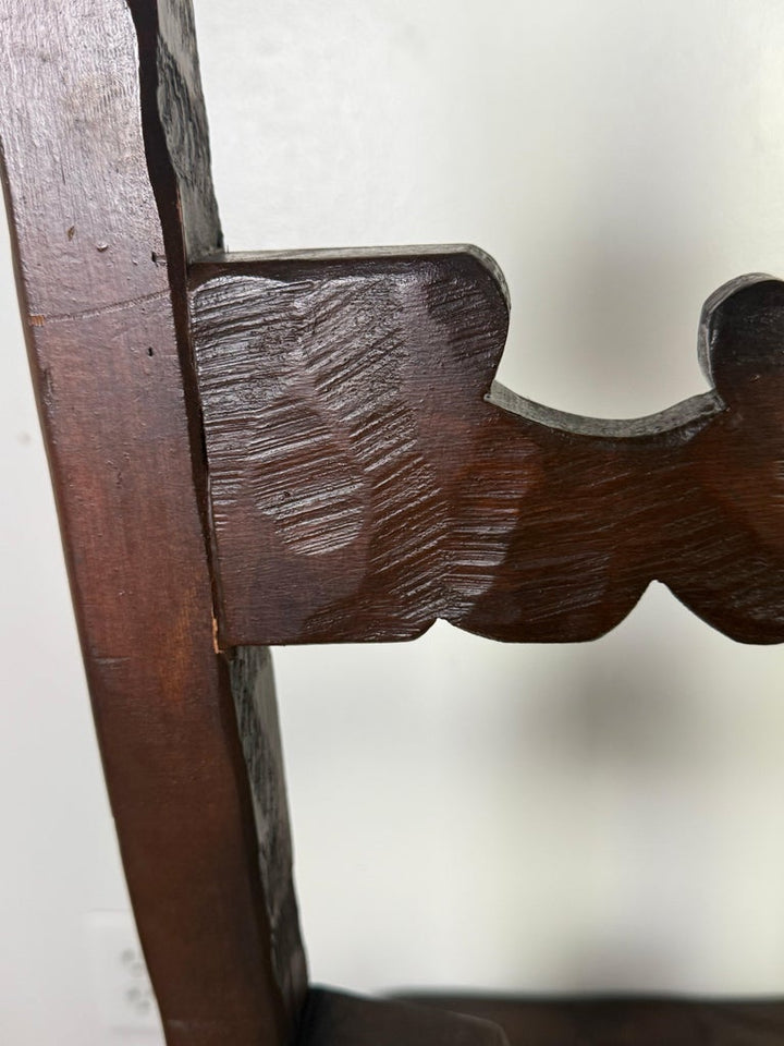 Set of 8 Spanish Colonial Revival Carved Wood Dining Chairs, Mid-20th Century